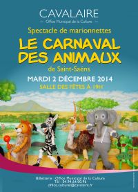 Le carnaval des animaux : spectacle de marionnettes à fils. Le mardi 2 décembre 2014 à Cavalaire sur mer. Var.  19H00